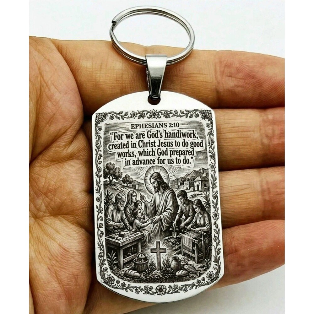 Ephesians 2 : 10 God Lord Jesus Christ Bible Quote Stainless Keychain Reminder